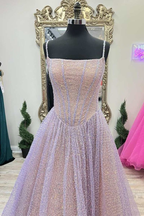 Pink Sequins A-Line Prom Gown Princess Birthday Party Dress