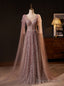 Pink Sequins Scoop Neck Prom Dress