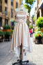 Pink Short Homecoming Dress Off The Shoulder Satin High Low Prom Dress