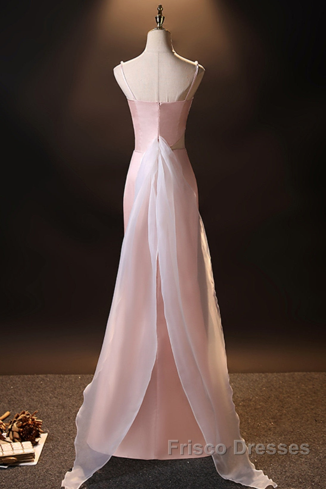 Pink Simple Mermaid Straps Long Evening Dress, Pink Formal Dress Formal Prom Dress