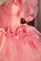 Pink Spaghetti Strap Tulle Long Formal Prom Dress, Beautiful A-Line Formal Sweet 16 Dress
