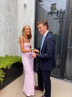 Pink Spaghetti Straps Pleated Long Party Dress Wedding Guest Dress