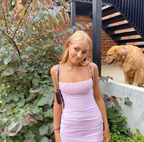 Pink Spaghetti Straps Pleated Long Party Dress Wedding Guest Dress