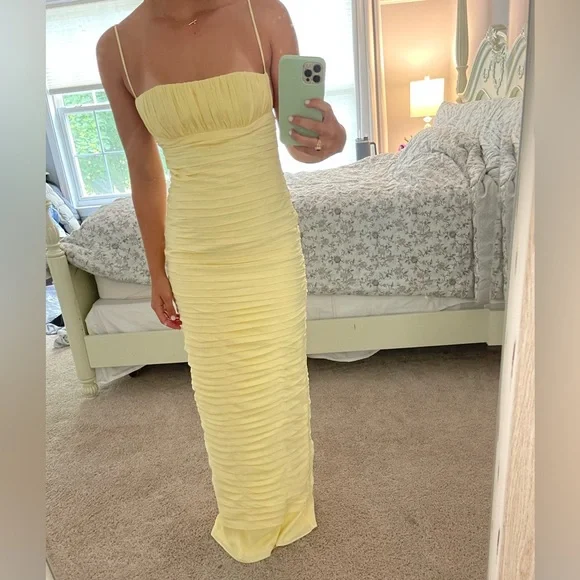 Pink Spaghetti Straps Pleated Long Party Dress Wedding Guest Dress