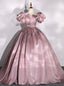 Pink Square Puff Sleeve Square Quinceanera Dress