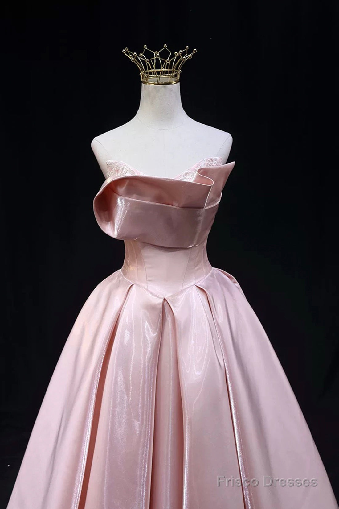 Pink Strapless Satin Long Prom Dress, Beautiful A-Line Evening Party Dress Secondary image