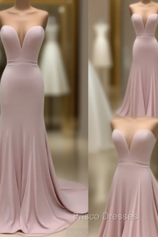 Pink Sweetheart Neck Mermaid Long Formal Prom Dress, Pink Evening Dress