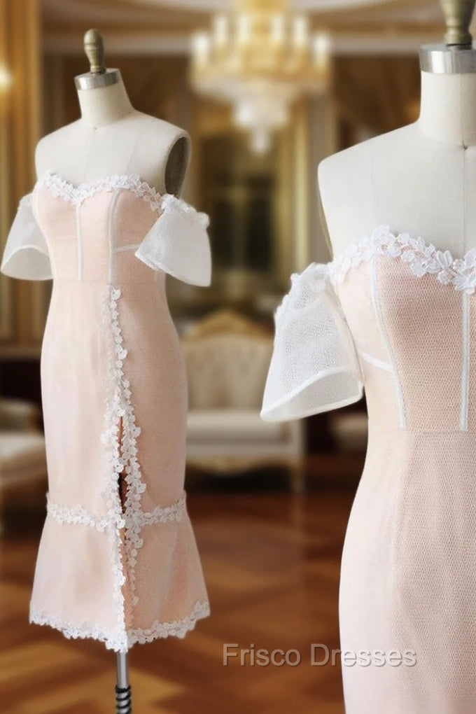 Pink Sweetheart Off Shoulder Lace Formal Prom Dress Lace Formal Dress