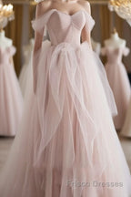 Pink sweetheart tulle long Formal Prom Dresses, pink tulle formal Dresses