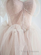 Pink sweetheart tulle long Formal Prom Dresses, pink tulle formal Dresses