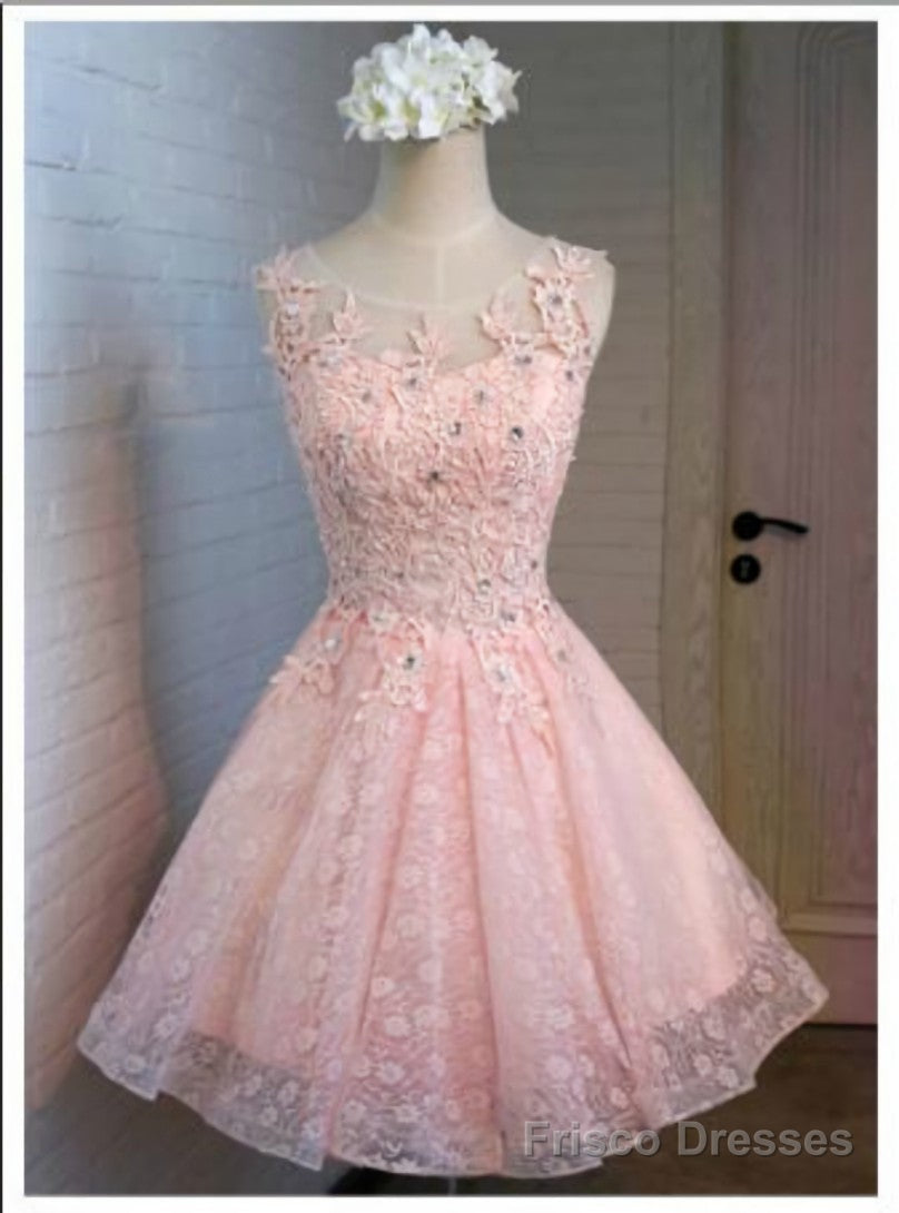 Pink Tulle Appliques Homecoming Dress Main image