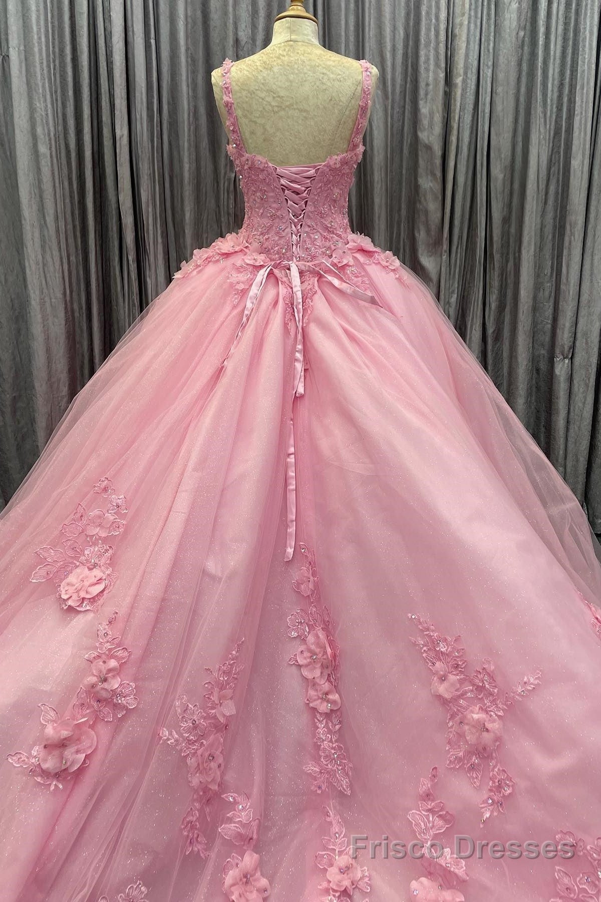 Pink Tulle Floral Appliques Sweetheart Lace-Up Quinceanera Dress Secondary image