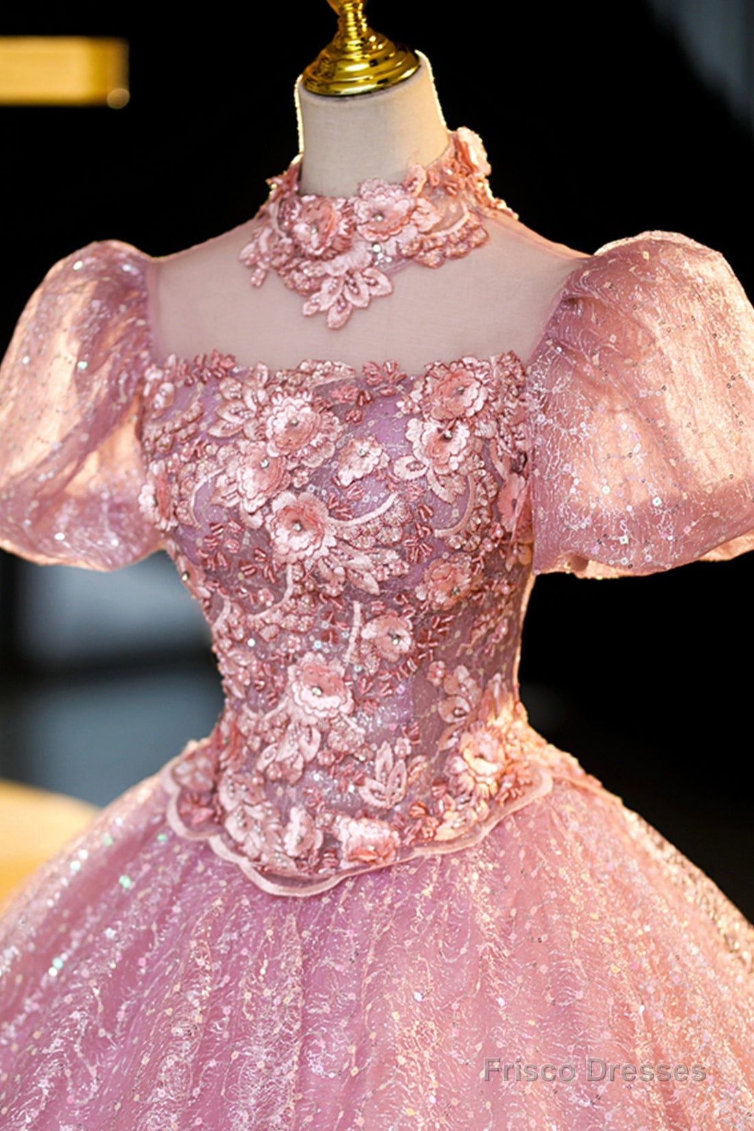 Pink Tulle Lace Princess Dress, Beautiful A-Line Evening Dress Sweet 16 Dress Secondary image