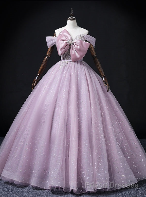 Pink Tulle Off the Shoulder Beading Quinceanera Dress Main image