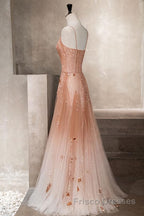 Pink tulle sequin beads long Formal Prom Dresses pink tulle formal Dresses