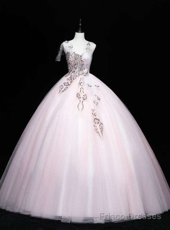 Pink Tulle Sequins Beading Ball Gown Quinceanera Dress Main image