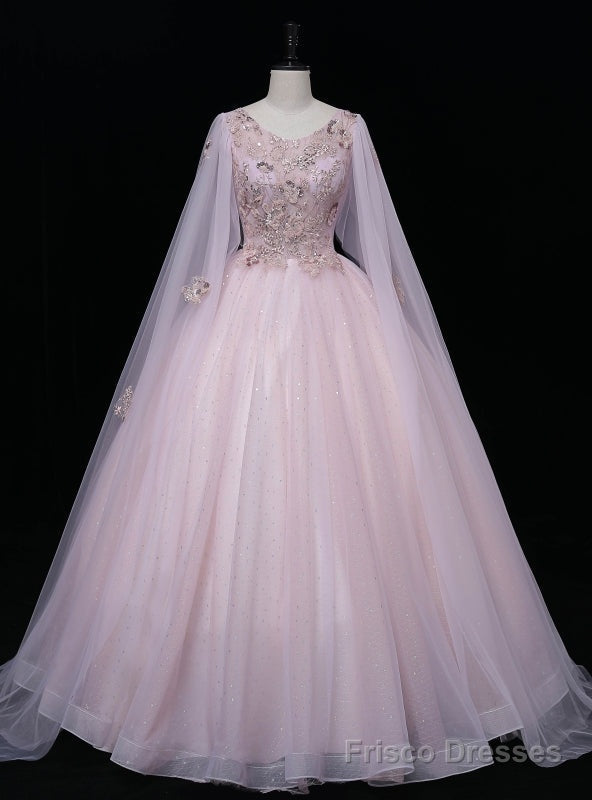 Pink Tulle Sequins Beading Embroidery Quinceanera Dress Main image