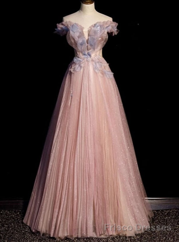 Pink Tulle Sequins Pleats Beading Prom Dress Main image
