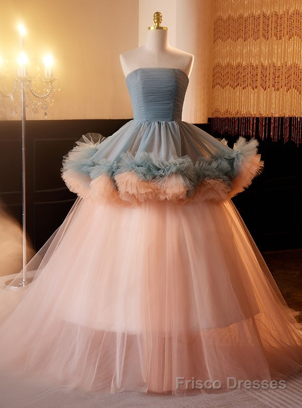 Pink Tulle Strapless Pleats Quinceanera Dress Main image