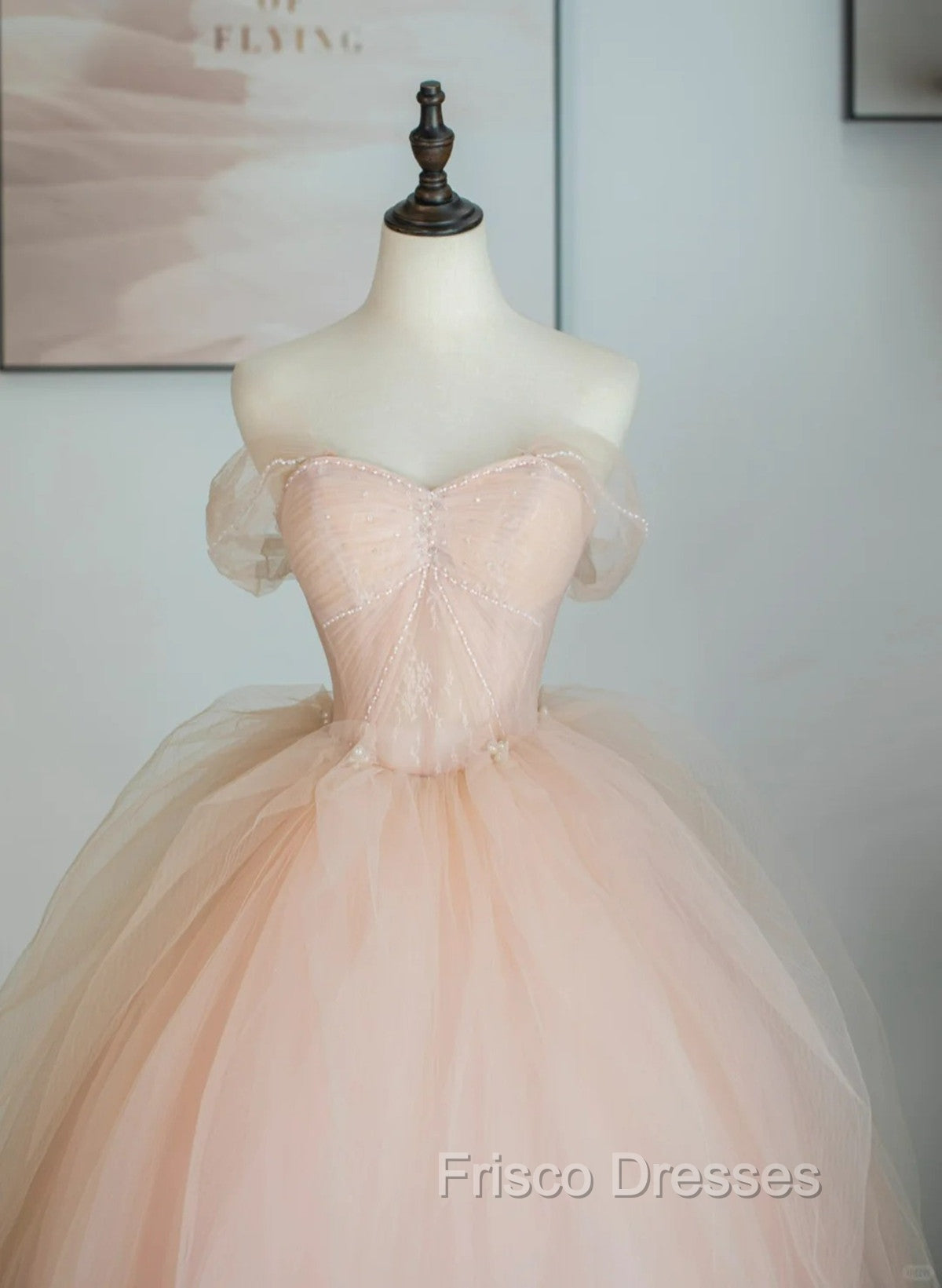 Pink Tulle Sweetheart Ball Gown Cute Sweet 16 Dress, Pink Tulle Formal Prom Dress