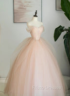 Pink Tulle Sweetheart Ball Gown Cute Sweet 16 Dress, Pink Tulle Formal Prom Dress