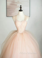 Pink Tulle Sweetheart Ball Gown Cute Sweet 16 Dress, Pink Tulle Formal Prom Dress