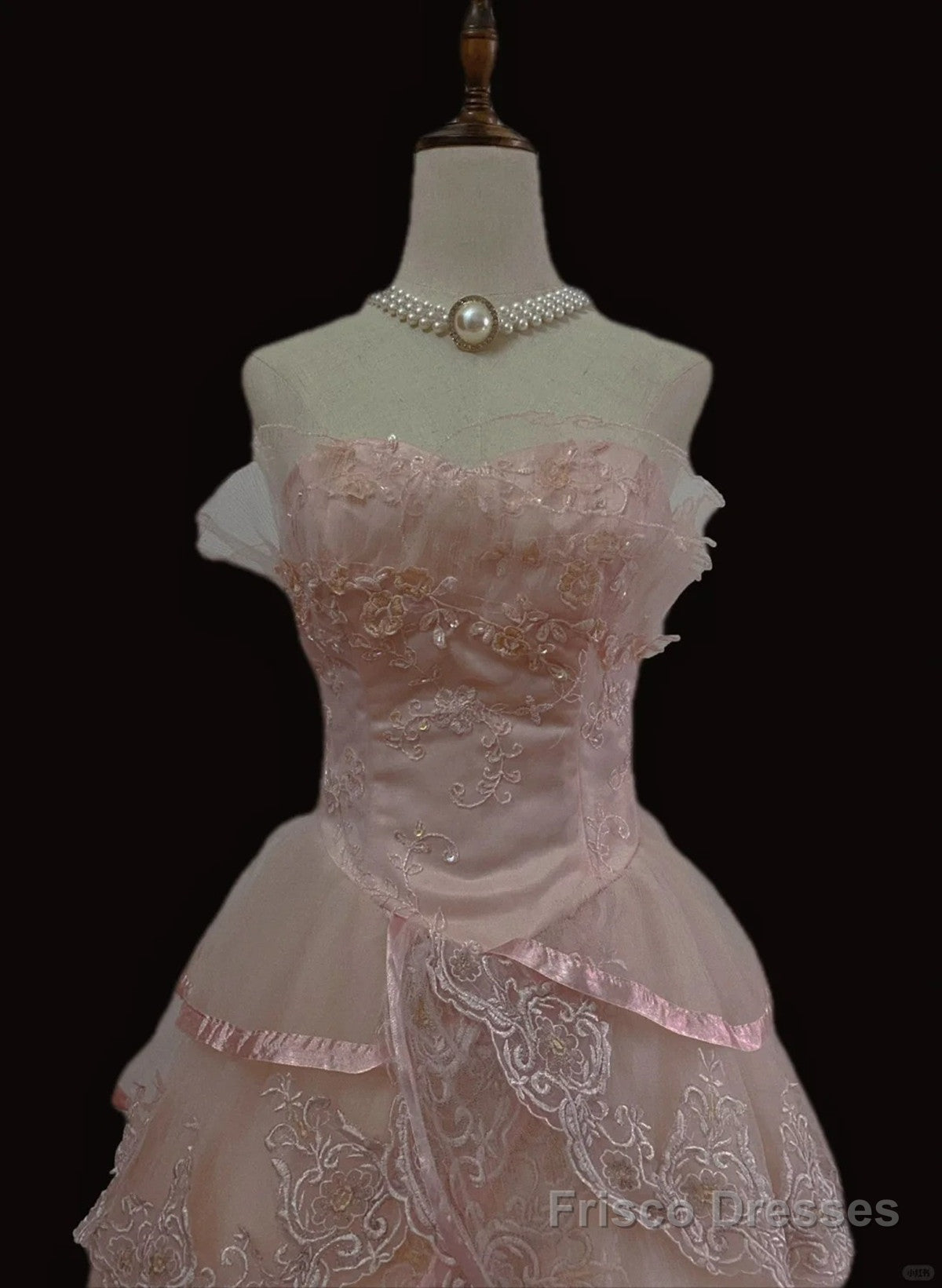 Pink Tulle with Lace Princess Formal Dress, Cute Pink Tulle Prom Dress Secondary image