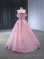 Pink Tullle Strapless Pleats Beading Prom Dress