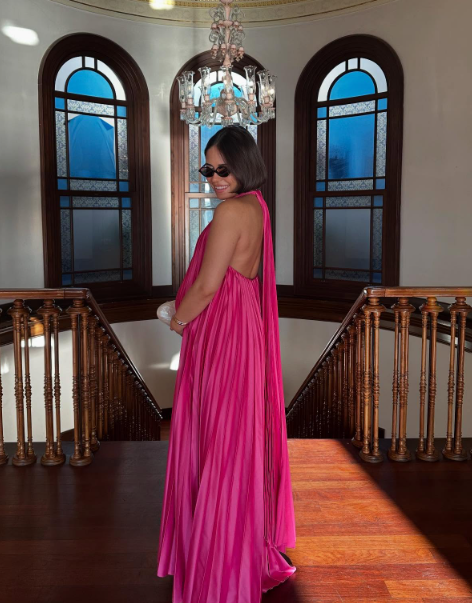 Pink/Green Fashion V-Neck Elegant Long Satin Evening Dress Party Dress Frisco Dresses Pink/Green Fashion V-Neck Elegant Long Satin Evening Dress Party Dress Frisco Dresses