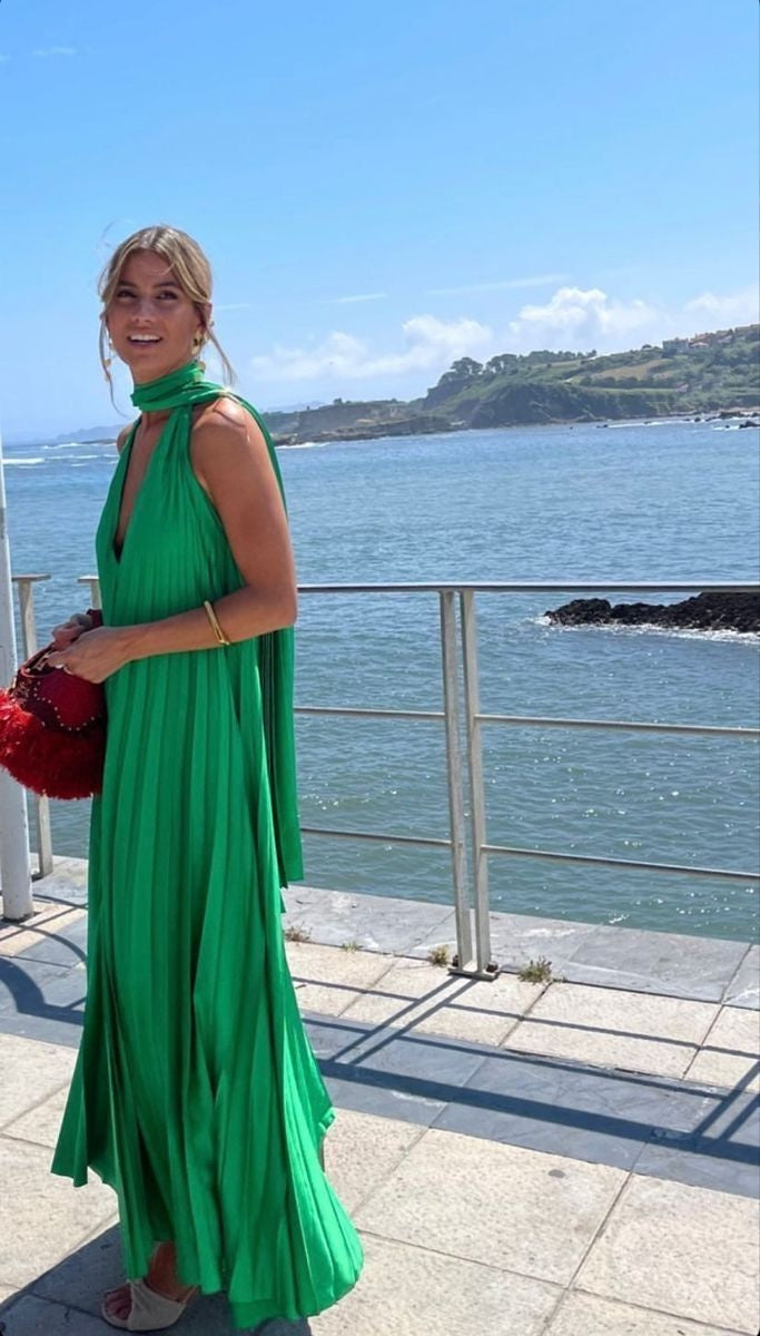 Pink/Green Fashion V-Neck Elegant Long Satin Evening Dress Party Dress Frisco Dresses Pink/Green Fashion V-Neck Elegant Long Satin Evening Dress Party Dress Frisco Dresses