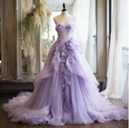 Pink Vintage A-Line Sweetheart Lace Tulle Long Evening Gown Applique Wedding Dress
