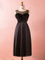 Plus Size Black Satin Short Little Black Prom Dress With Feather