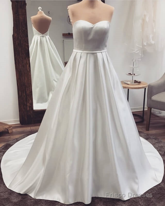 Plus Size Satin Wedding Dress Strapless Sweetheart Secondary image
