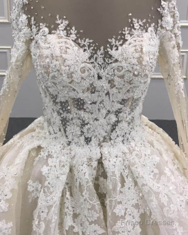 Poofy Lace Long Sleeve Wedding Dress Secondary image