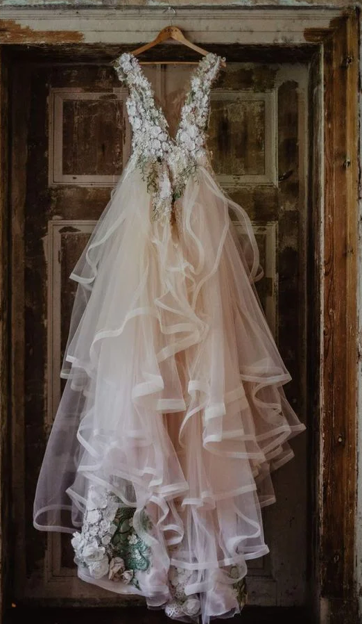 Popular Formal A Line Tulle Bridal Gown Long Prom Dresses
