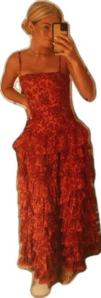 Popular Spaghetti Straps Floor Length Prom Dress New Fashion Tiered Evening Dress