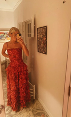 Popular Spaghetti Straps Floor Length Prom Dress New Fashion Tiered Evening Dress