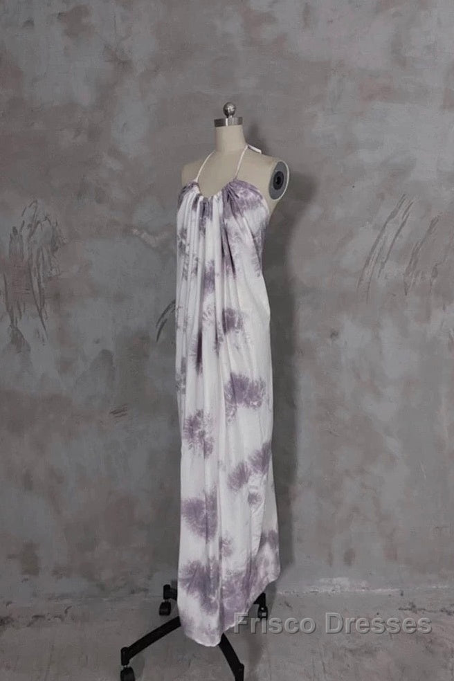 Pretty A Line Halter Floral Chiffon Long Formal Prom Dress Birthday Dress For Women