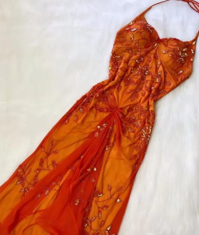 Pretty A Line Halter Tulle Long Prom Dresses Formal Evening Dresses Secondary image
