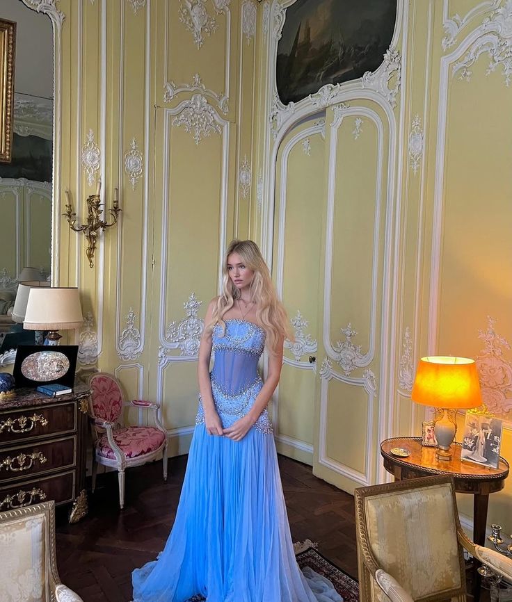 Pretty A Line Off The Shoulder Maxi Long Party Light Blue Chiffon Prom Dresses Evening Dress Secondary image