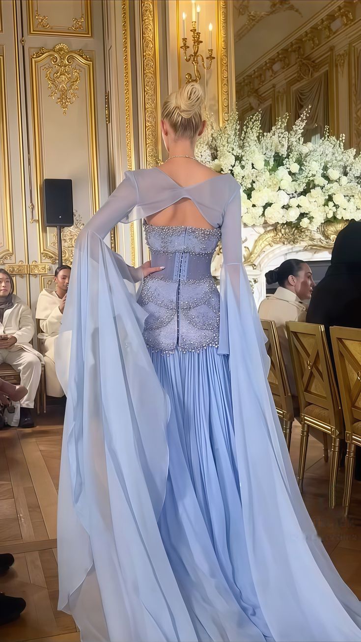 Pretty A Line Off The Shoulder Maxi Long Party Light Blue Chiffon Prom Dresses Evening Dress