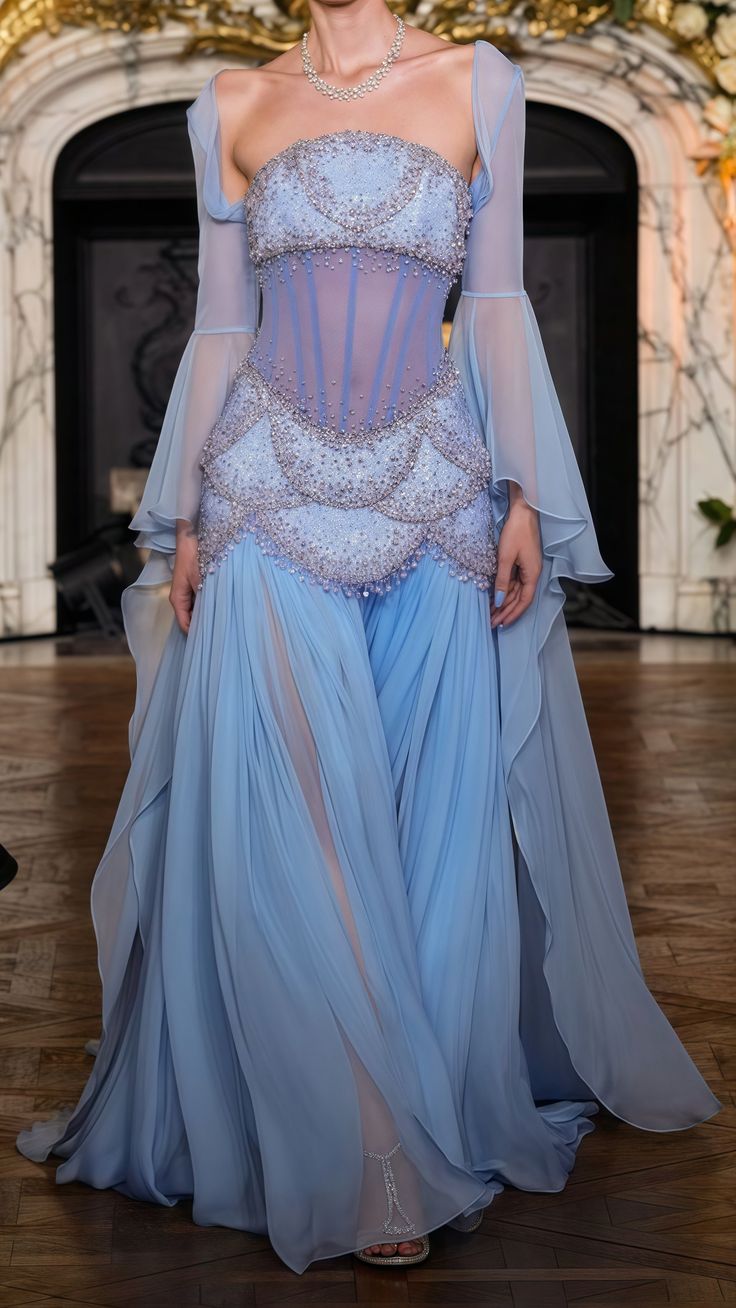 Pretty A Line Off The Shoulder Maxi Long Party Light Blue Chiffon Prom Dresses Evening Dress