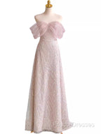 Pretty A Line Off The Shoulder Pink Sequin Long Formal Party Dress Formal Prom Dress With Beads