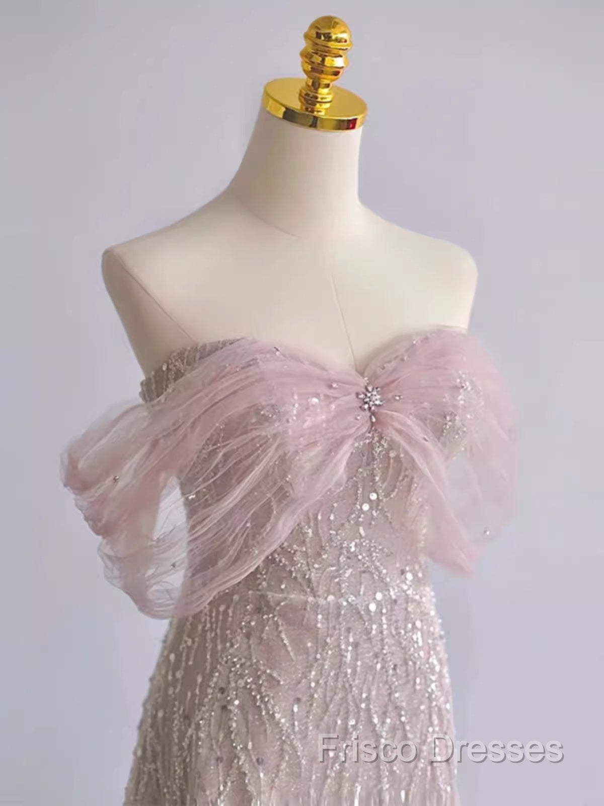 Pretty A Line Off The Shoulder Pink Sequin Long Formal Party Dress Formal Prom Dress With Beads