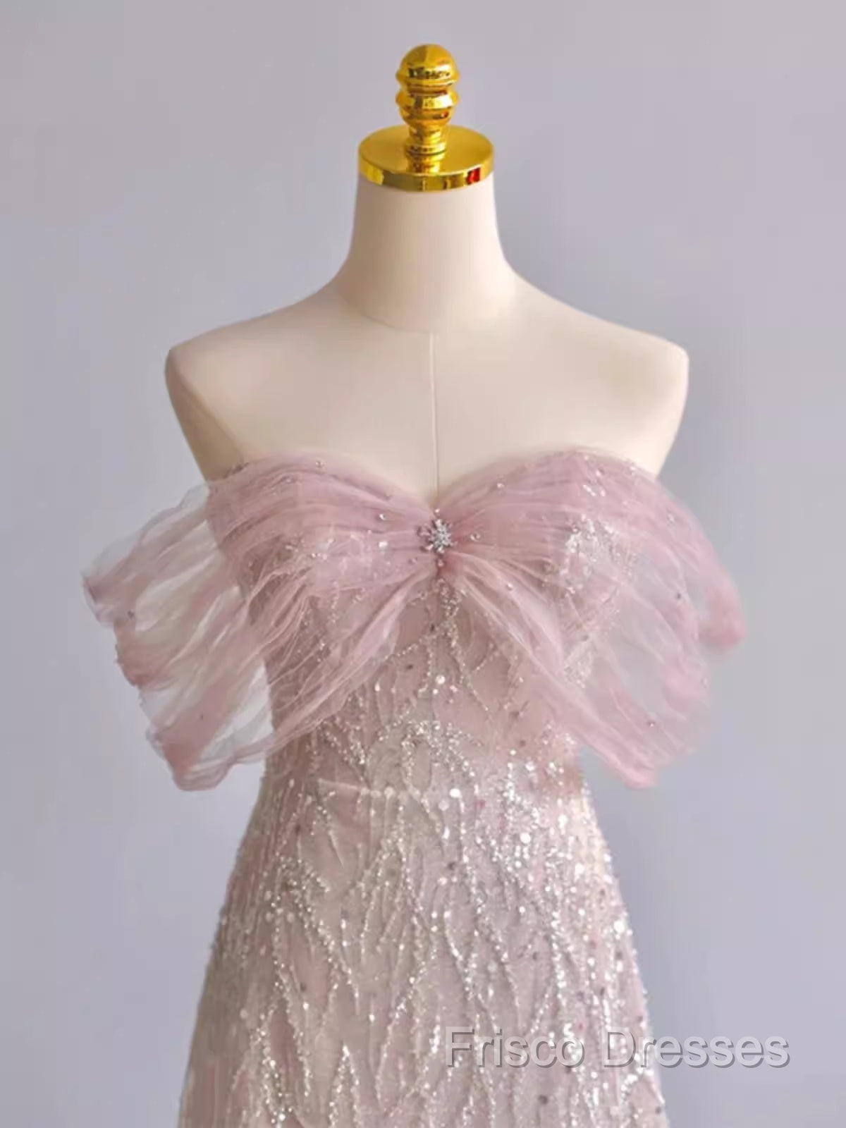 Pretty A Line Off The Shoulder Pink Sequin Long Formal Party Dress Formal Prom Dress With Beads