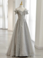 Pretty A line Off The Shoulder Sequin Long Evening Party Dress Prom Dresses