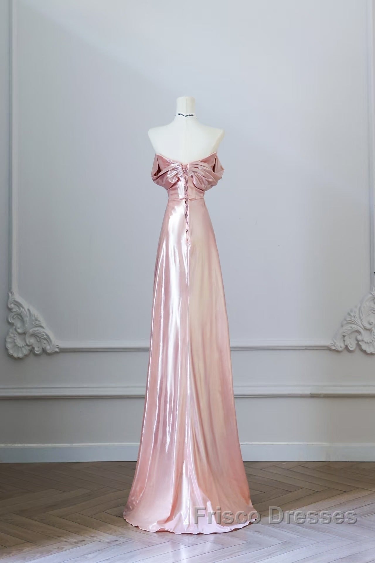 Pretty A Line Off The Shoulder Sequin Pink Long Formal Prom Dress Evening Gowns Secondary image