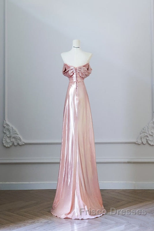 Pretty A Line Off The Shoulder Sequin Pink Long Formal Prom Dress Evening Gowns