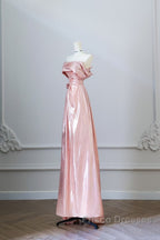 Pretty A Line Off The Shoulder Sequin Pink Long Formal Prom Dress Evening Gowns