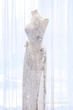 Pretty A Line One Shoulder Silver Sequin Long Length Formal Dress Formal Prom Dress